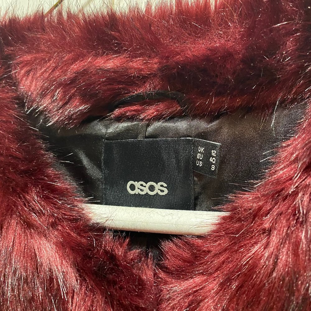 ASOS BAT WING MAROON FAUX COAT